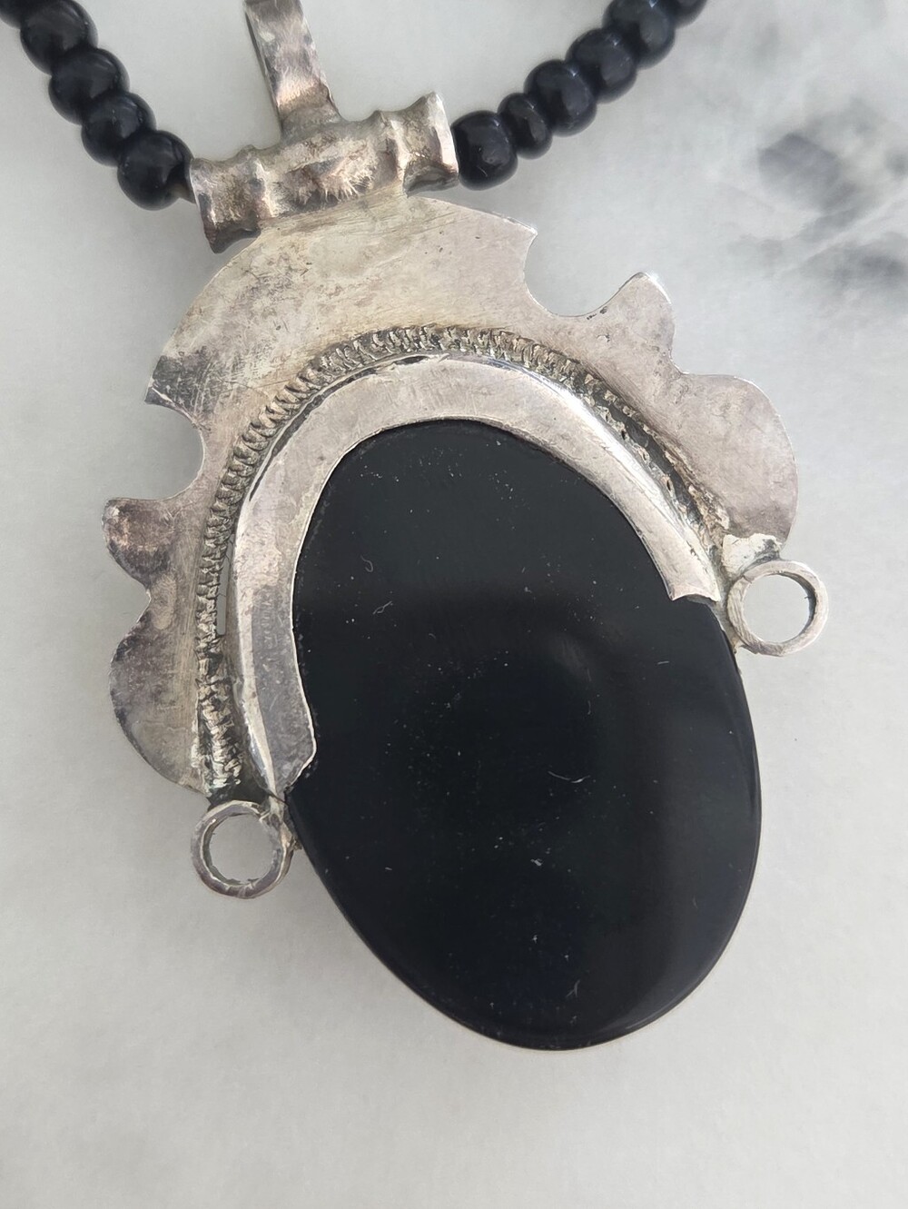 Black Onyx And Silver Tuareg Amazigh Goddess Necklace - Picture 3 of 3